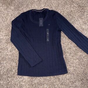 Tommy Hilfiger Dark Blue Cable Knit Pullover